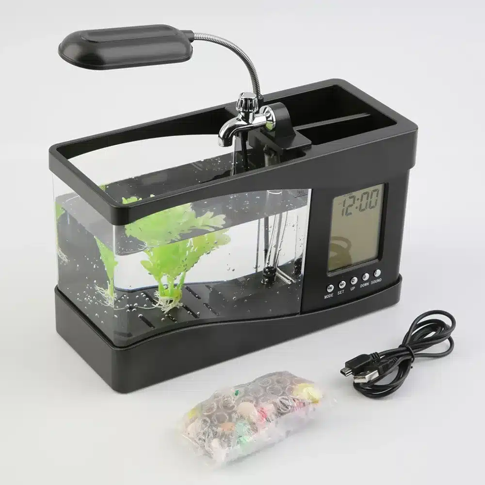 Petit Aquarium 3L de Bureau avec Horloge – Image 5