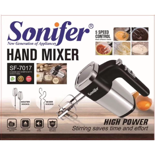 Sonifer Batteur Électrique Turbo 500W SF-7017 – Noir – Image 3