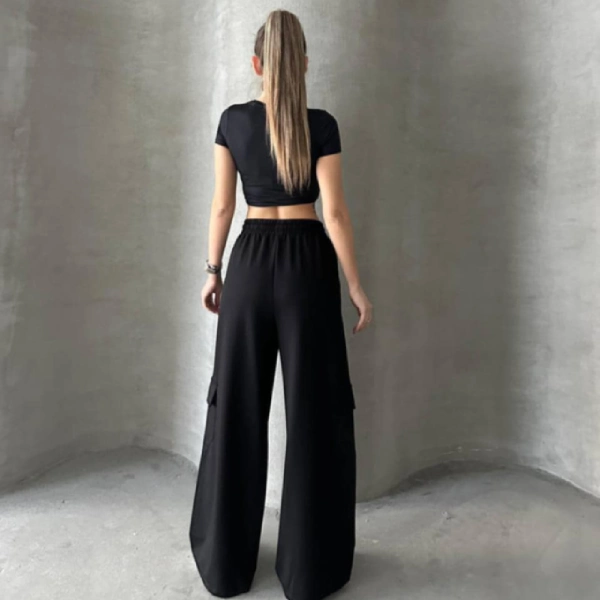 Survêtement Sport Palazzo Perry Poches Cargo Chic pour Femme – Image 3